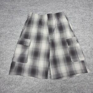 FB County Checker Shorts Mens M Plaid Cargo Shadow Flannel